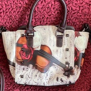 Women’s Cute White & Brown Crossbody Handbag Midsized Boutique Brand